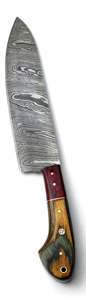 Cuchillo de Cocina Artesanal de Acero de Damasco con Mango de Madera de Olivo Carmesí para Rebanar - Product Image 2