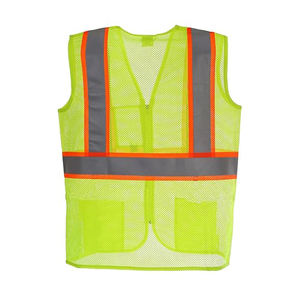 Chaleco de seguridad con cierre de gancho y bucle, reflectante de alta visibilidad, ANSI Clase 2, malla transpirable, diseño de liberación rápida, bolsillos - Product Image 1