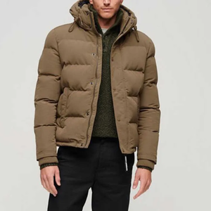 Manteau d'hiver en duvet personnalisé pour homme avec logo, tissu épais respirant et fermeture éclair, veste matelassée tricotée grande taille - Product Image 1