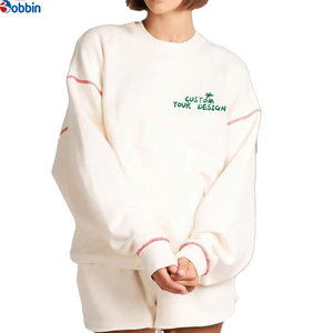 Conjunto Deportivo Personalizado para Mujer, 2 Piezas, Conjunto de Sudadera Tejida, Cuello Redondo, Manga Larga, Color Sólido, Corte Holgado, Estilo Casual, Conjunto Corto Blanco - Product Image 5