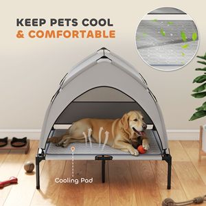 Cama Elevada Portátil para Perros de 36 x 29.5 x 35 Pulgadas con Toldo Extraíble y Almohadilla Refrigerante, Cama Elevada para Mascotas con Bolsa de Almacenamiento - Product Image 3