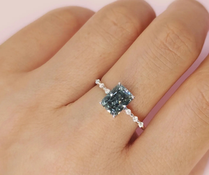 925 Sterling Silver Ascher Cut Moissanite Diamond <b>Ring</b> Beautiful Gift For Woman Engagement & Wedding - Product Image 4