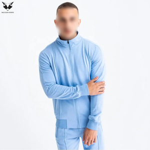 Highest Quality Men's Hoodies Short <b>Set</b> Light Blue Color Full Sleeve Cotton Casual Wear Men's Zip Hoodies Short <b>Set</b> - Product Image 3