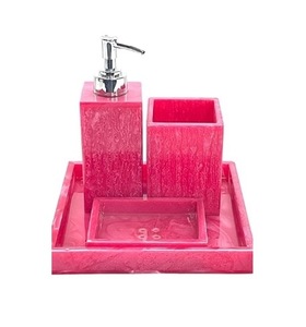 Ensemble de salle de bain rond moderne portable en résine acrylique bleu ciel de luxe ILAHI, trois pièces, motif floral, Uttar Pradesh - Product Image 4