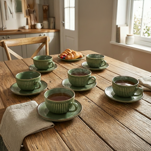 Juego de 6 Tazas de Té de Cerámica de Porcelana Fina, Modelo Snug - Product Image 4
