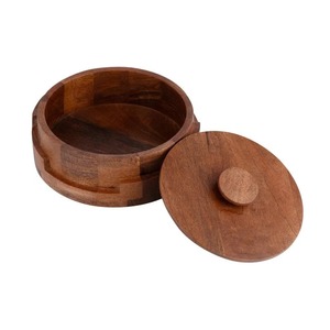Cazuela Redonda de Madera Moderna con Tapa, Diseño Minimalista Ecológico, Tapa de Madera Hecha a Mano - Product Image 4
