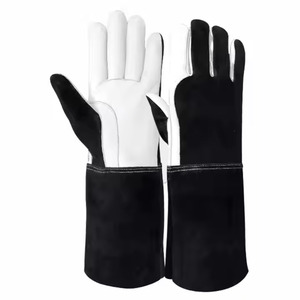 Gants en cuir pleine fleur et croûte de vache de qualité supérieure, texture lisse, résistance aux éclaboussures et à l'abrasion pour le soudage TIG, le barbecue et la lutte contre les incendies - Product Image 1