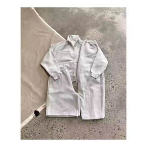 ชุดเซ็ตฮู้ดดี้และกางเกงวอร์มขาบานประดับเพชรเทียม ซิปแบบดิสเทรส ไซส์พลัส น้ำหนักเบา สไตล์สตรีทแวร์ ล้างสีแบบแอซิดวอช สำหรับผู้ชาย - Product Image 3