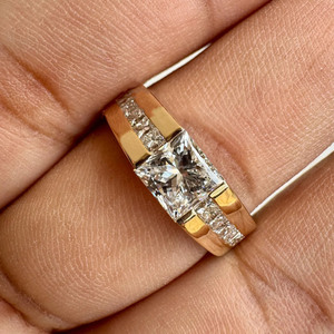 Men’s Princess Cut Moissanite Diamond Ring Hip Hop Style Wide Ring for Him 925 Sterling Silver Engagement Ring Ethical Jewelry - Product Image 2