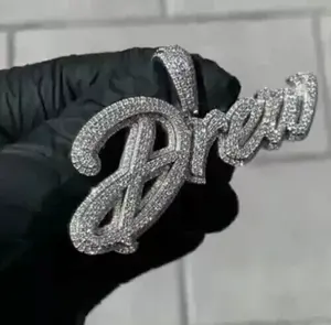 จี้เพชรโมอิสซาไนต์ทรงกลม 3 กะรัต ชื่อสั่งทำได้ สำหรับผู้ชาย ชุบทองคำขาว 14K - Product Image 2