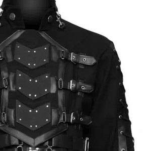 Abrigo Largo Gótico Steampunk para Hombre, Negro Oscuro, Estilo Bondage Cyber, Superventas, OEM ODM - Product Image 5
