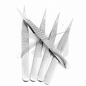Pince à épiler professionnelle RMI haute précision pour extensions de cils, forme ondulée, personnalisable avec pointe fine - Product Image 1