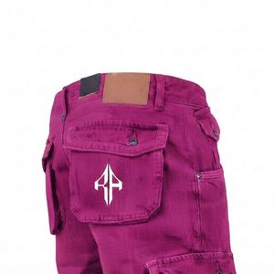 Pantalones Cortos de Mezclilla para Hombre, de Alta Calidad, con Estampado de Serigrafía, Estilo Jeans, de Pierna Ancha, Material Spandex/Poliéster - Product Image 3