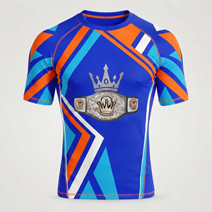 Camiseta de compresión King Of The Rings para hombre, manga corta, azul y naranja, estampado por sublimación, de secado rápido, tipo Rash Guard - Product Image 1