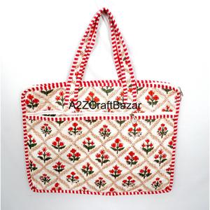 Handmade Classy Laptop Bag Eco-Friendly 100% Cotton Hand Block Print Quilted Zipper Closure Large Capacity Office Bag - Product Image 6