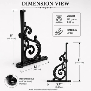 SHUBHAM Black Cast Iron Wall Shelf <b>Bracket</b> Decorative Hanging Support Single Tier Storage Rack <b>for</b> Home Garage - Product Image 6