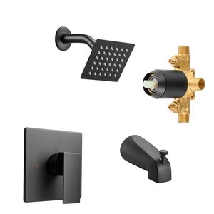 Single Handle Tub <b>Shower</b> Faucet <b>Set</b> 4 Inch Rainfall <b>Shower</b> Head & Bathtub Spout Complete Single Spray Trim Kit for <b>Bath</b> & <b>Shower</b> - Product Image 1