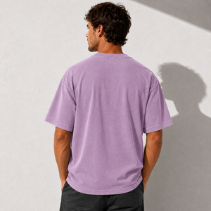 Camiseta Casual Holgada de Algodón de Manga Corta con Cuello Redondo y Color Lavanda Sólido para Hombre, Marca Warpro - Product Image 6