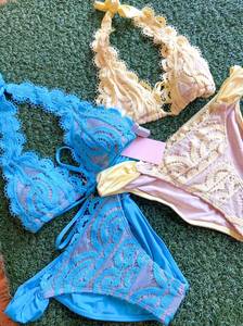 Ensemble de bikini en dentelle pour femme, haut triangle et bas à nouer sur les côtés, dentelle florale, couleurs personnalisées, maillot de bain - Product Image 2