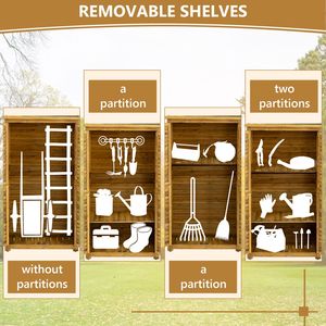 Abri de jardin extérieur en bois Porte verrouillable Toit étanche 2 étagères amovibles pour piscine Jardin Pelouse Stockage Vertical - Product Image 4