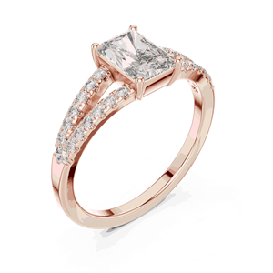 1 CT Radiant Lab Grown Diamond Engagement <b>Ring</b> 18K Solid Gold 0.29 CTW Round Pave Accent <b>Split</b> Shank Band Luxury Fine <b>Ring</b> - Product Image 4