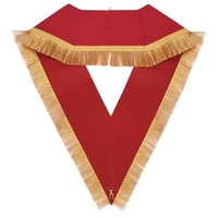 Collier de Maître Maçon Loge Bleue - Ruban Rouge avec Tresse Dorée et Franges, Régalia Maçonnique, Accessoire Cérémoniel pour Loge Fraternelle
