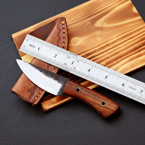 มีดทำมือ Maysara Forge เกรดอุตสาหกรรม ขนาด 6 นิ้ว เหล็ก 12c27 ใบมีดแบบ Fixed Blade ด้ามไม้ ปลอกหนัง OEM Full Tang สำหรับ Bushcraft - Product Image 5