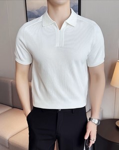 เสื้อเชิ้ตแขนสั้นผู้ชาย สีขาว ผ้าวิสโคส/คอตตอน ถักทอ สีพื้น แห้งเร็ว ระบายอากาศดี สไตล์สมาร์ทแคชชวล ทรงปกติ ติดกระดุม - Product Image 3