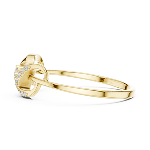 Anillo minimalista de hoja natural con diamante de corte redondo para mujer, banda a juego de oro macizo de 14k, ideal para regalo, compromiso, aniversario, boda - Product Image 2