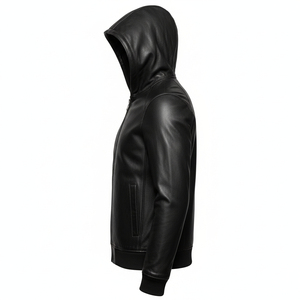 Leather Hoodie Stylish Everyday Use Modern Fashion Winter Men Women High Quality - Product Image 2