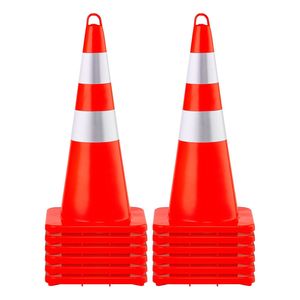 12 Coni di Sicurezza Arancioni in PVC da 28 Pollici con 2 Collari Riflettenti, Cono Stradale con Base Appesantita - Product Image 4