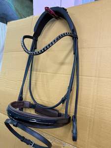 Brida de Doma Ecuestre de Cuero Enrollado de Primera Calidad con Diademas de Cristal y Narquileras Acolchadas Suaves, Equipo para Caballos - Product Image 3