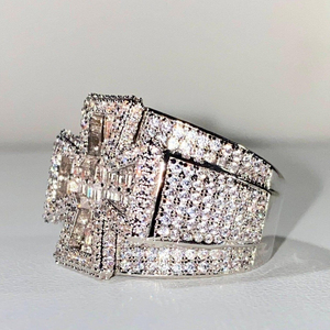 Bague de fiançailles solitaire en or blanc 14k 18k avec diamant de laboratoire certifié IGI, style hip-hop glacé, bijoux fins - Product Image 3