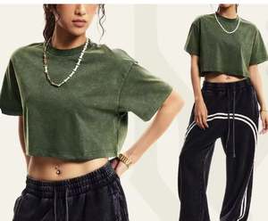 Camiseta Corta de Algodón 100% Vintage para Mujer, 230 g/m², Estilo Desgastado, Lavado Ácido, Verano, Alta Calidad, Marca Maysun - Product Image 6