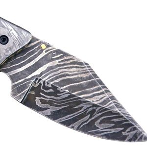 Couteau de chasse à lame fixe à motif Damas avec manche en bois poli, couteau de camping extérieur fait main avec étui en cuir durable - Product Image 5