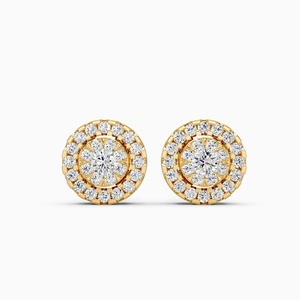 Pendientes de Diamantes Cultivados en Laboratorio de 0.45 Ct con Diseño de Halo Crepuscular |   En oro amarillo, blanco y rosa de 9 quilates - Product Image 3
