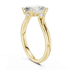 Bague Solitaire Élégante en Or Jaune Taille Émeraude, Bijoux de Mariage et de Fiançailles de Luxe, Bagues de Mode Personnalisées en Gros pour Femmes - Product Image 2