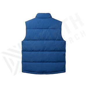 Blue Quilted Vest Stand Collar Zipper Closure Polyester Wadding Winter Wear - Product Image 2