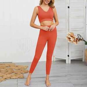 ชุดโยคะไร้รอยต่อคุณภาพสูงสำหรับผู้หญิง 2 ชิ้น ชุดโยคะไร้รอยต่อ ชุดออกกำลังกาย ชุดโยคะ - Product Image 4