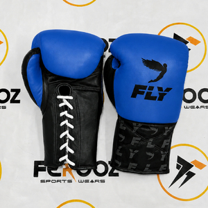 Gants de boxe Fly noirs et rouges à lacets en cuir respirant pour adultes, équipement d'entraînement de MMA, gants de boxe en cuir véritable - Product Image 5