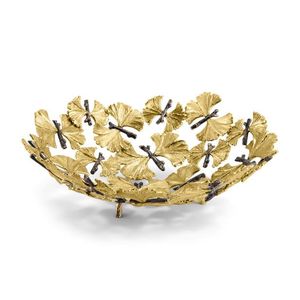 Assiette de service en aluminium en forme de feuille d'or, plat en métal minimaliste pour la décoration de table et de fête - Product Image 4