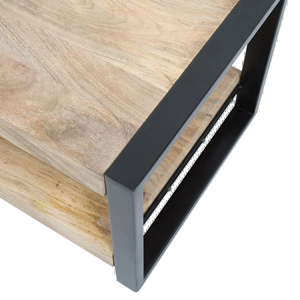 Mesa de Centro Plegable Industrial de Madera Maciza de Mango con Base de Dos Piezas Metálicas en Negro y Natural para Sala de Estar - Product Image 5
