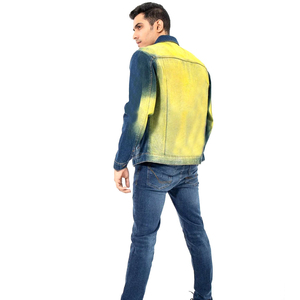 Chaqueta vaquera premium con efecto desgastado, 100% algodón, diseño personalizable para hombre, chaqueta informal transpirable de mezclilla. - Product Image 4