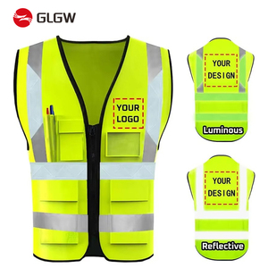 جواكيت عمل للسلامة على الطرق بلون وردي عاكس وجيوب متعددة متعددة مع شعار مجاني ، سترة ملونة بسحاب للتخزين من النوع الخامس - Product Image 3