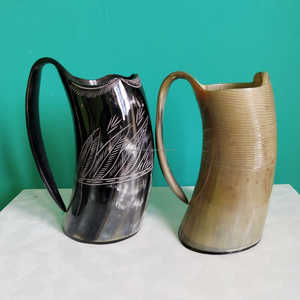 Mug à bière en corne de bœuf Viking sculpté à la main, grand format, poli, corne naturelle, à prix avantageux - Product Image 2