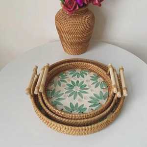 Plateau de service en rotin tressé fait main, design bohème, écologique, pour fruits et rangement, décoration d'intérieur, ustensile de cuisine - Prix de gros - Product Image 3