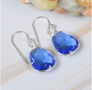 Wholesale Natural Tanzanite <b>Earrings</b> 925 <b>Sterling</b> <b>Silver</b> Handmade Faceted Pear Tanzanite Drop <b>Dangle</b> <b>Earrings</b> - Product Image 2