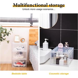 Ensemble de 6 boîtes à chaussures empilables en plastique transparent avec porte magnétique, robustes et épaisses, pour un rangement facile des chaussures, montage facile - Product Image 3
