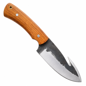 Cuchillo de Camping Hecho a Mano de Acero al Carbono con Punta Caída, Mango de Madera Recto, Funda de Cuero de Grado Industrial, ODM/OEM/OBM Disponible - Product Image 1