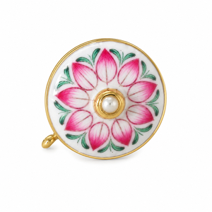 Botones de Lujo Personalizados de Latón con Esmalte Meenakari de Jaipur, Diseño de Capullo de Loto Rosa, Botón de Perla para Traje Sherwani de Boda para Hombre - Product Image 1